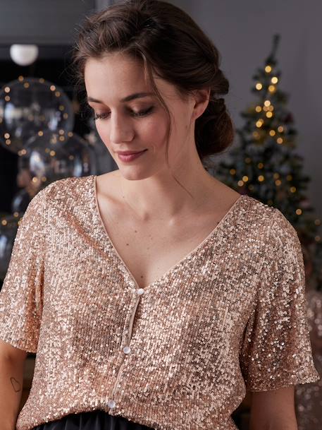 Top devant/dos en sequins grossesse or - vertbaudet enfant 
