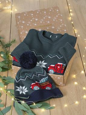Coffret Noël pull jacquard et bonnet à pompon garçon  - vertbaudet enfant