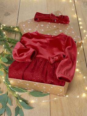 -Coffret Noël bébé fille robe tulle pailleté et bandeau 