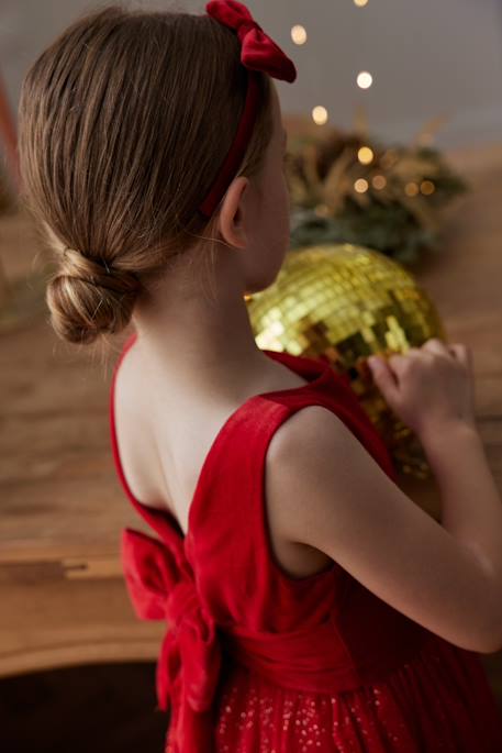 Robe Noël fille en velours et tulle brillant rouge+vert émeraude - vertbaudet enfant 