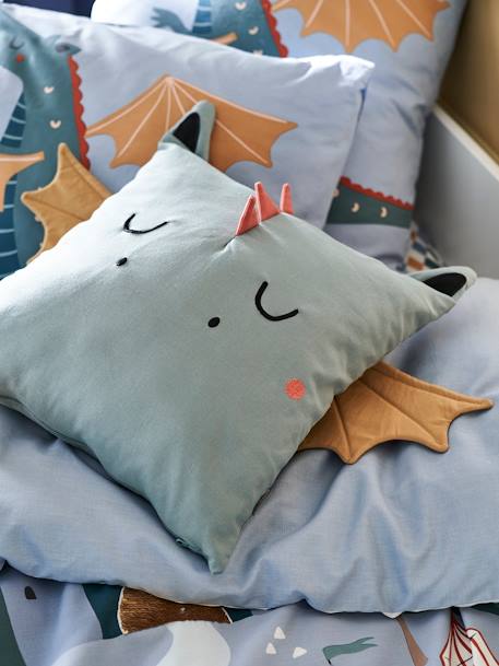 Coussin carré dragon personnalisable vert - vertbaudet enfant 