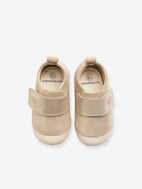 Chaussons souples scratchés bébé or+vieux rose - vertbaudet enfant 