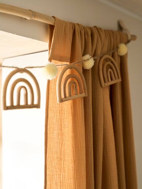 Guirlande arc-en-ciel et pompons en rotin beige - vertbaudet enfant 