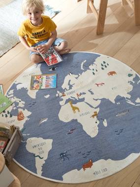 -Tapis rond Mappemonde