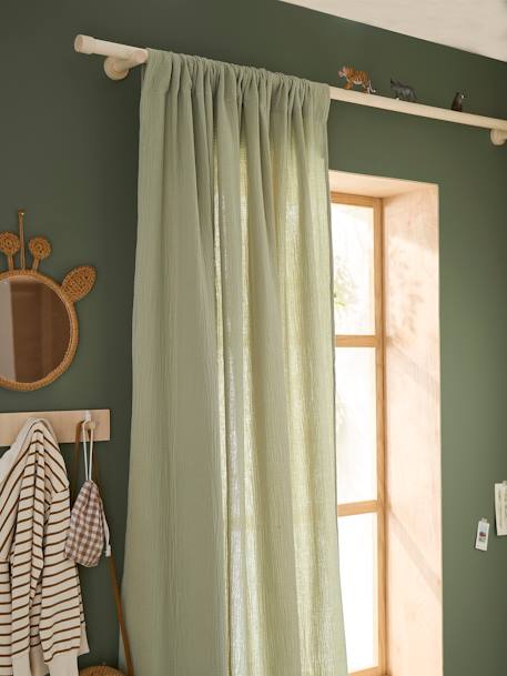 Rideau tube tamisant en gaze de coton blanc+cinnamon+ecru+grey blue+rose+rosy+sage green - vertbaudet enfant 
