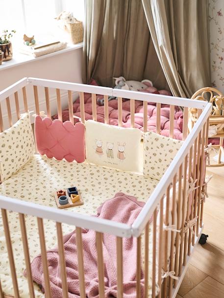 Throw in Cotton Gauze/Velour, Barn BEIGE LIGHT ALL OVER PRINTED - vertbaudet enfant 