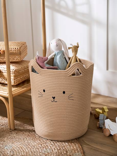 Cotton Rope Storage Basket, Cat beige - vertbaudet enfant 