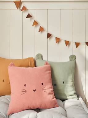 -Coussin animal en gaze de coton personnalisable