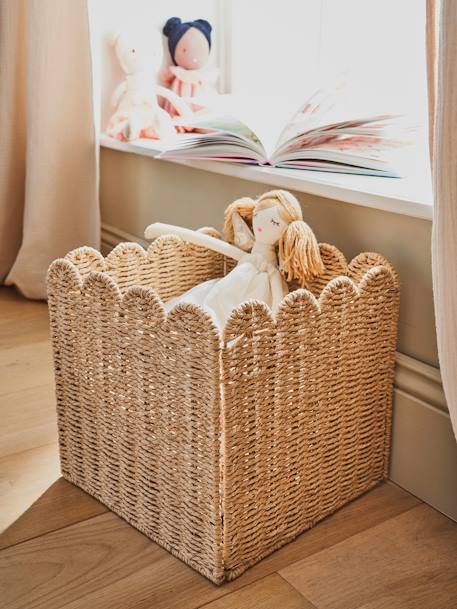 Storage Basket in Braided Cord, Scallops beige - vertbaudet enfant 