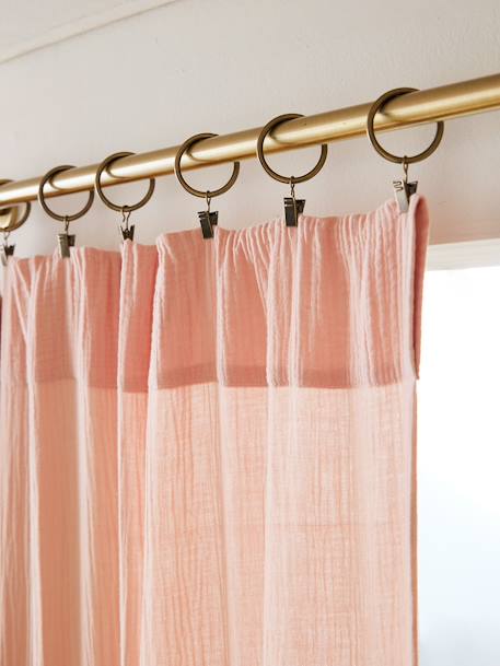 Rideau tube tamisant en gaze de coton blanc+cinnamon+ecru+grey blue+rose+rosy+sage green - vertbaudet enfant 