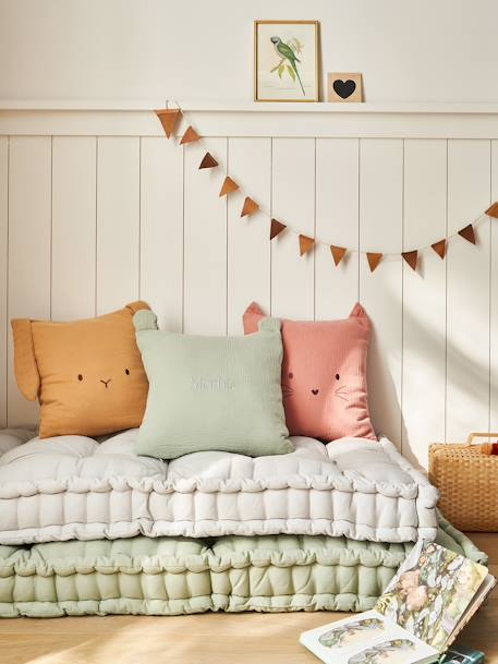 Cotton Gauze Animal Cushion cinnamon+rose+sage green - vertbaudet enfant 