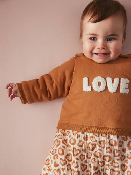 Gigoteuse hiver manches longues amovibles bi-matière LOVELY LEO noisette - vertbaudet enfant 