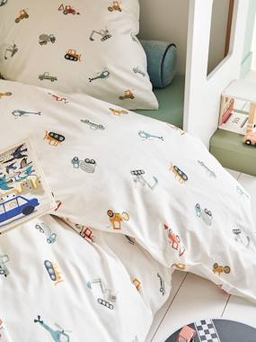 Linge de lit & Déco-Parure housse de couette enfant et taie oreiller CHANTIER