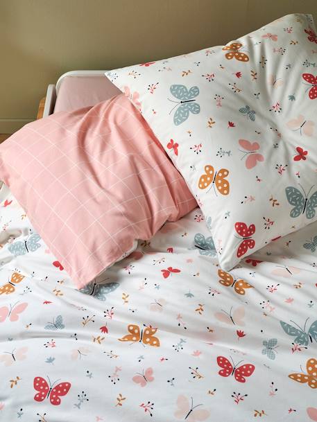 Duvet Cover + Pillowcase Set for Children, Butterflies, Basics PINK MEDIUM ALL OVER PRINTED - vertbaudet enfant 