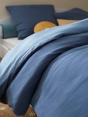 -Parure housse de couette enfant et taie d'oreiller en gaze de coton