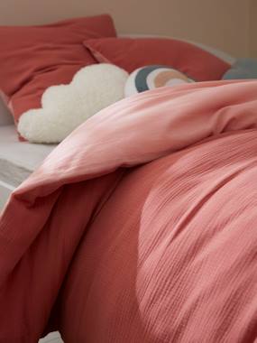-Parure housse de couette enfant et taie d'oreiller en gaze de coton