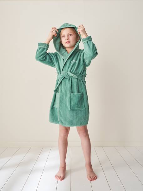 Peignoir de bain enfant uni avec coton recyclé, personnalisable bois de rose+marine+menthe - vertbaudet enfant 