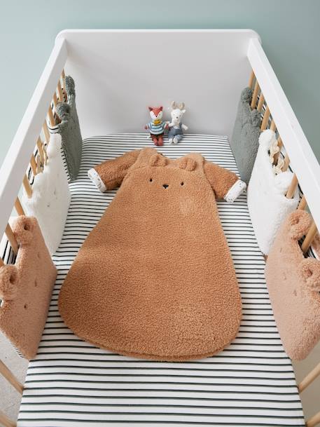 Gigoteuse hiver manches amovibles en polaire Ours GREEN FOREST beige foncé+écru+vert sauge - vertbaudet enfant 