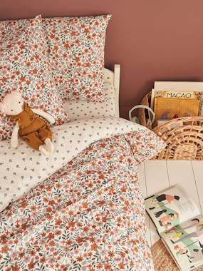 -Parure housse de couette et taie d'oreiller réversible RETRO FLOWERS, avec coton recyclé
