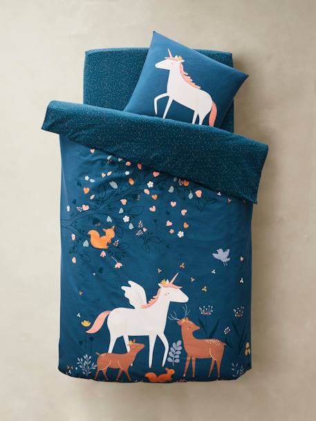 Fitted Sheet for Children, Enchanted Forest Blue/Print - vertbaudet enfant 