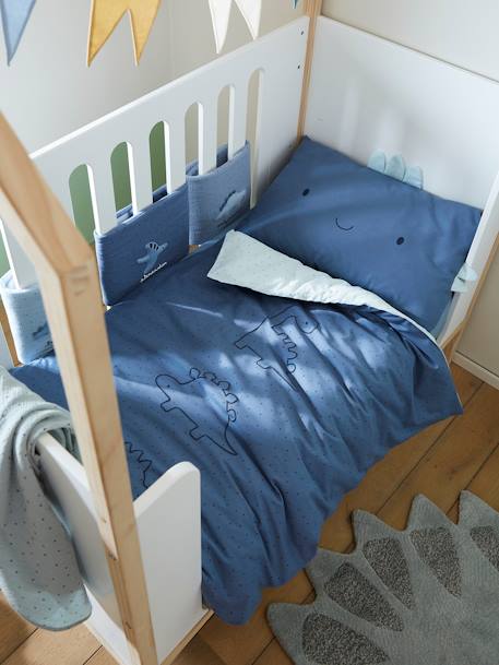 Pillowcase for Babies, Little Dino BLUE MEDIUM SOLID - vertbaudet enfant 