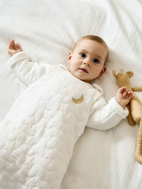 Gigoteuse hiver quiltée manches amovibles en gaze de coton bio* NUITS DE RÊVE caramel+écru+marine - vertbaudet enfant 