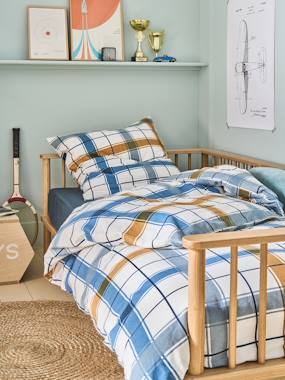 -Parure housse de couette enfant et taie d'oreiller en flanelle RETRO WINTER, avec coton recyclé