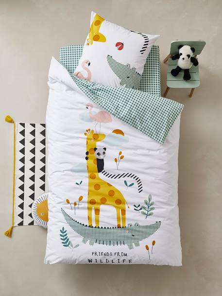 Fitted Sheet for Children, HAPPY'RAMIDE Theme White/Print - vertbaudet enfant 