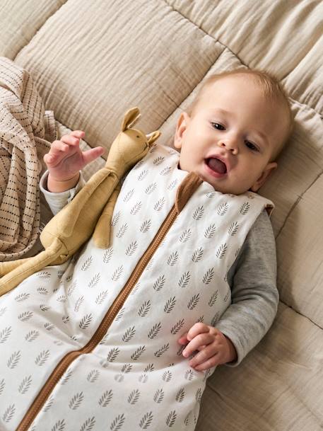 Reversible Sleeveless Baby Sleeping Bag with Central Opening, Ethnic printed beige - vertbaudet enfant 