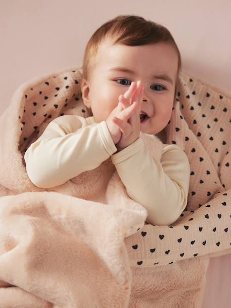 Plaid bi-matière LOVELY LÉO rose imprimé - vertbaudet enfant 