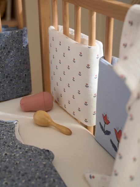 Cotton Gauze Cot/Playpen Bumper, INDIA set blue - vertbaudet enfant 