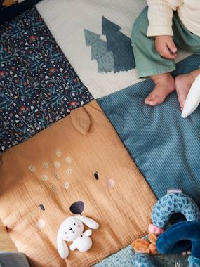 Tapis de sol / fond de parc patchwork coton et velours BROCÉLIANDE  - vertbaudet enfant