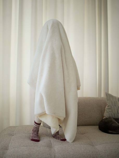 Plaid bi-matière beige - vertbaudet enfant 