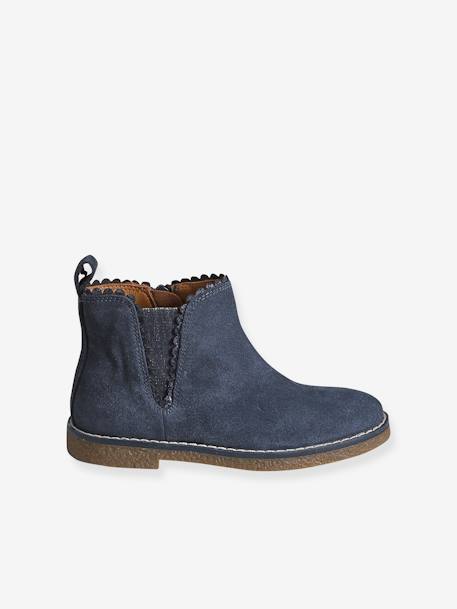 Boots enfant fille cuir élastiquées et zippées bordeaux+camel+marine+or+vert - vertbaudet enfant 