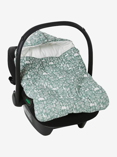 Nid d'ange enveloppant en coton beige imprimé+bleu glacier+bleu grisé+imprimé grenier+vanille - vertbaudet enfant 