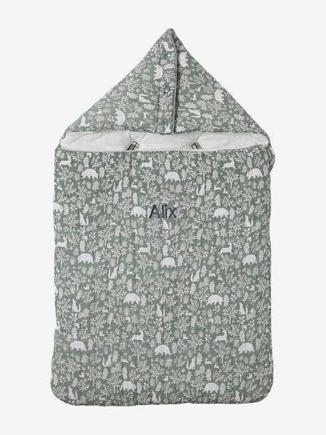 Nid d'ange enveloppant en coton beige imprimé+bleu glacier+bleu grisé+imprimé grenier+vanille - vertbaudet enfant 
