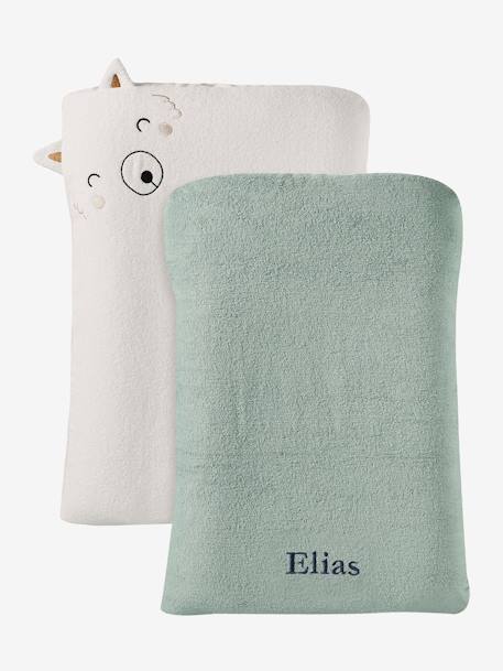 Set of 2 Changing Mattress Covers, Animals, in Towelling blush+grey blue+hazel+multicoloured+pecan nut - vertbaudet enfant 