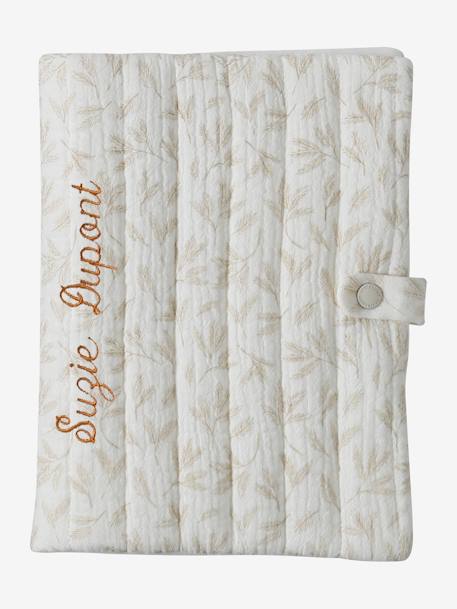 Protège carnet de santé en gaze de coton beige imprimé - vertbaudet enfant 