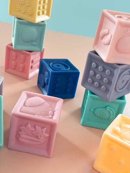 Set of 12 Smooth Cubes multicoloured - vertbaudet enfant 
