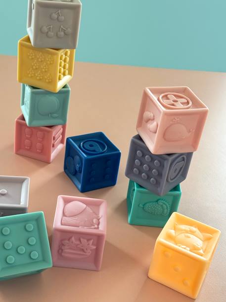 Set of 12 Smooth Cubes multicoloured - vertbaudet enfant 