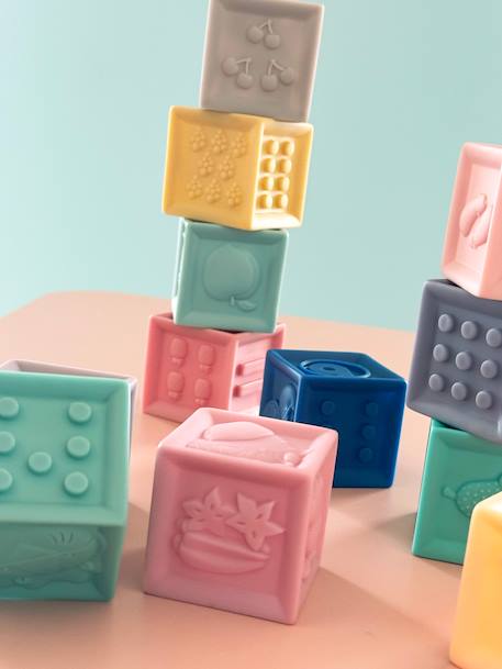 Set of 12 Smooth Cubes multicoloured - vertbaudet enfant 