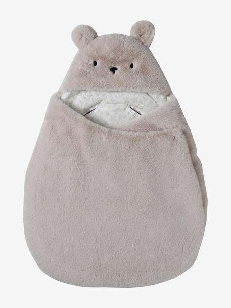 Nid d'ange transformable en tapis à langer peluche beige+beige imprimé+écru+gris souris+kaki+rose imprimé - vertbaudet enfant 