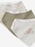 Lot 3 bavoirs bandanas en gaze de coton beige imprimé+BLANC+bleu grisé+cappuccino+écru+lot beige+lot renard+lot vert panda+rose pâle+vert sauge - vertbaudet enfant 