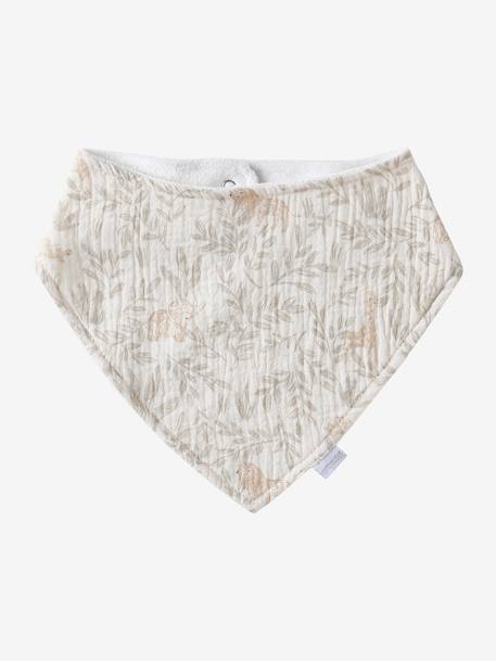 Lot 3 bavoirs bandanas en gaze de coton beige imprimé+BLANC+bleu grisé+cappuccino+écru+lot beige+lot renard+lot vert panda+rose pâle+vert sauge - vertbaudet enfant 
