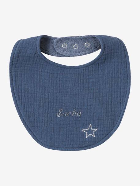 Lot 3 bavoirs naissance en gaze de coton lot bleu+lot rose - vertbaudet enfant 