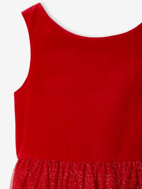 Robe Noël fille en velours et tulle brillant rouge+vert émeraude - vertbaudet enfant 