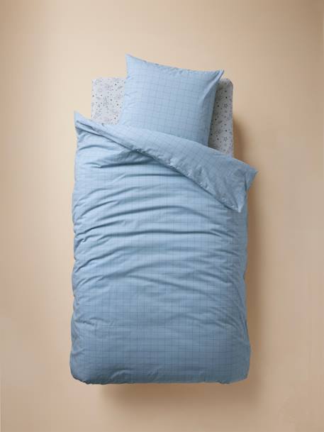 Duvet Cover + Pillowcase Set for Children, with Recycled Cotton Content, Planets printed blue - vertbaudet enfant 