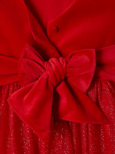Robe Noël fille en velours et tulle brillant rouge+vert émeraude - vertbaudet enfant 