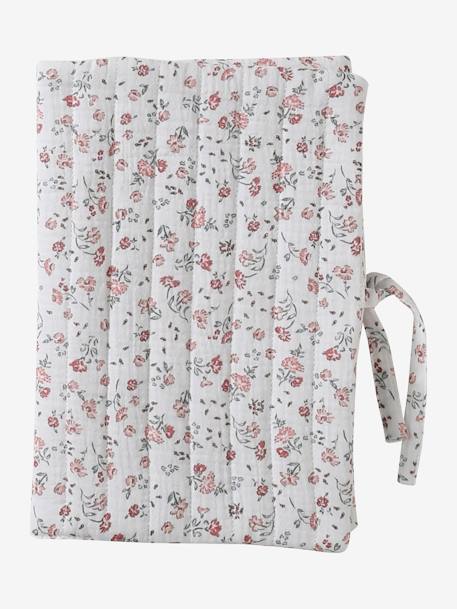 Coffret cadeau naissance 8 pièces : 1 hochet, 1 tapis à langer nomade, 5 lingettes, 1 pochette blanc imprimé+ocre+vert imprimé - vertbaudet enfant 
