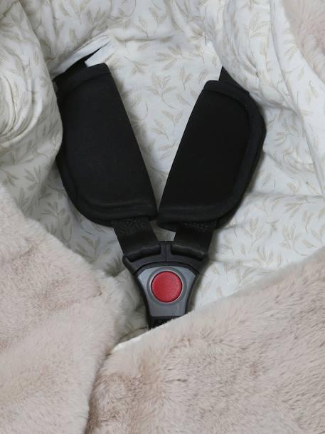 Nid d'ange transformable en tapis à langer peluche beige+beige imprimé+écru+gris souris+kaki+rose imprimé - vertbaudet enfant 